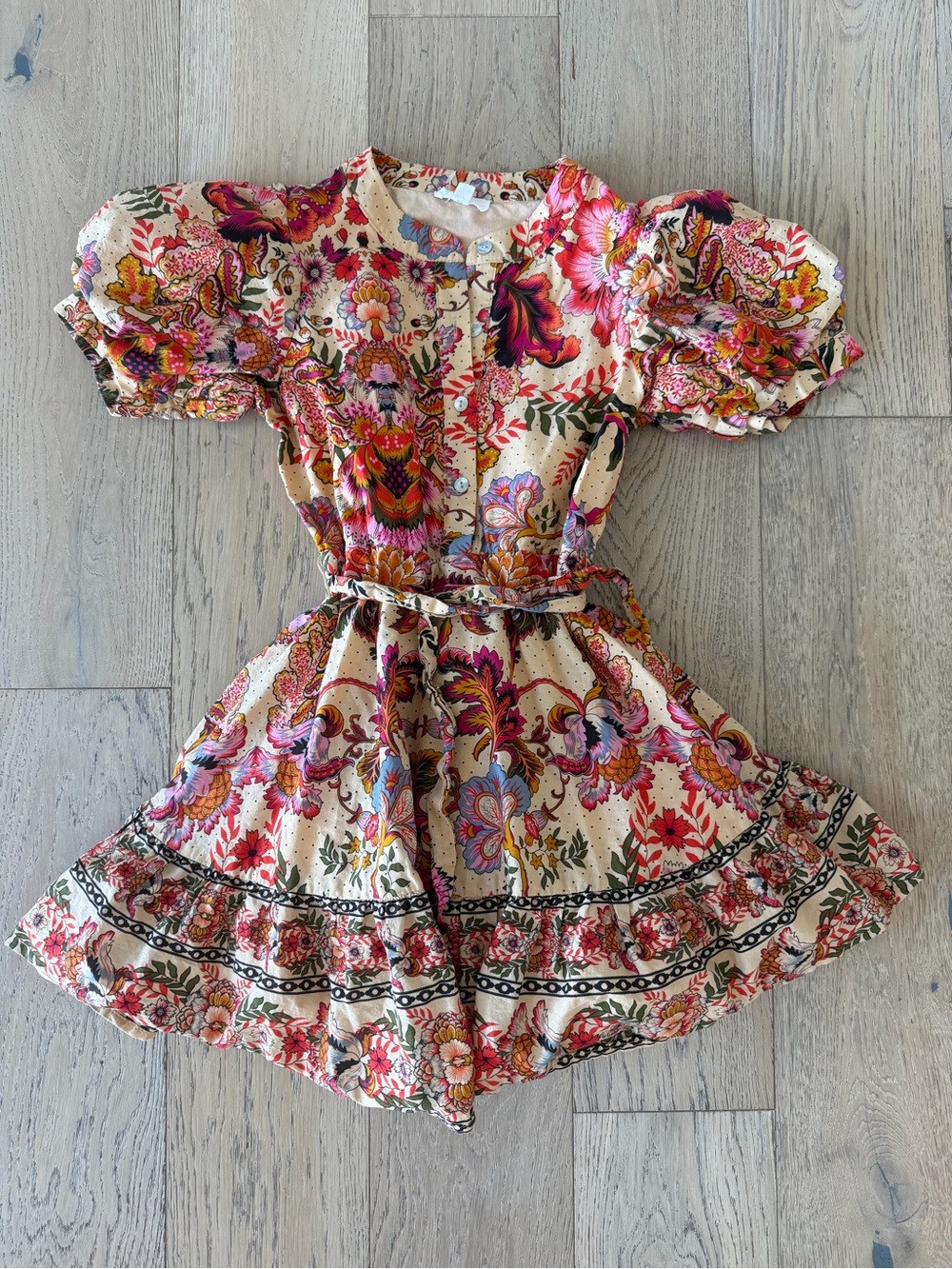 A Loves A Girls Floral Print Puff Sleeve Button Front Mini Dress Size M
